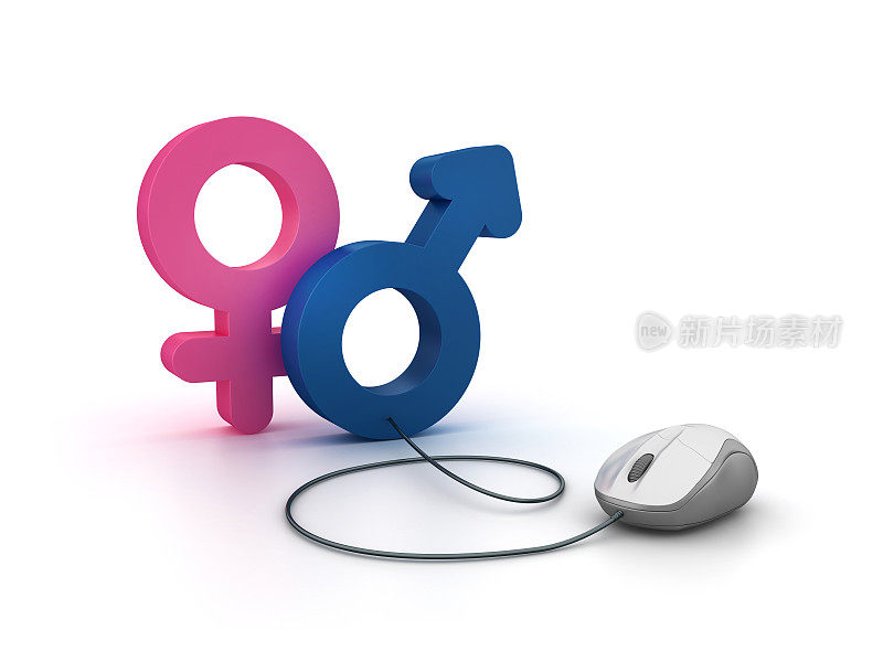 性别符号与计算机鼠标- 3D渲染